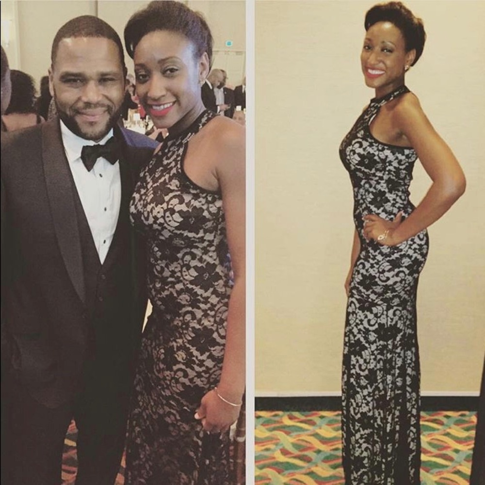 Windsor Long Black & Beige Formal Gown (Mediun)